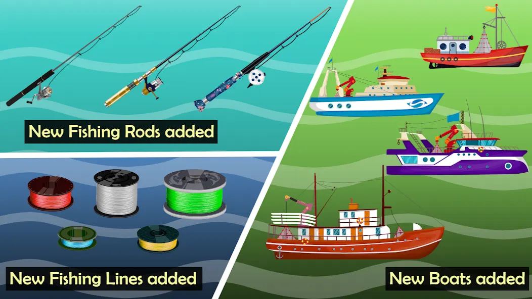 Canas, linhas e barcos disponíveis em Cat Fishing Simulator