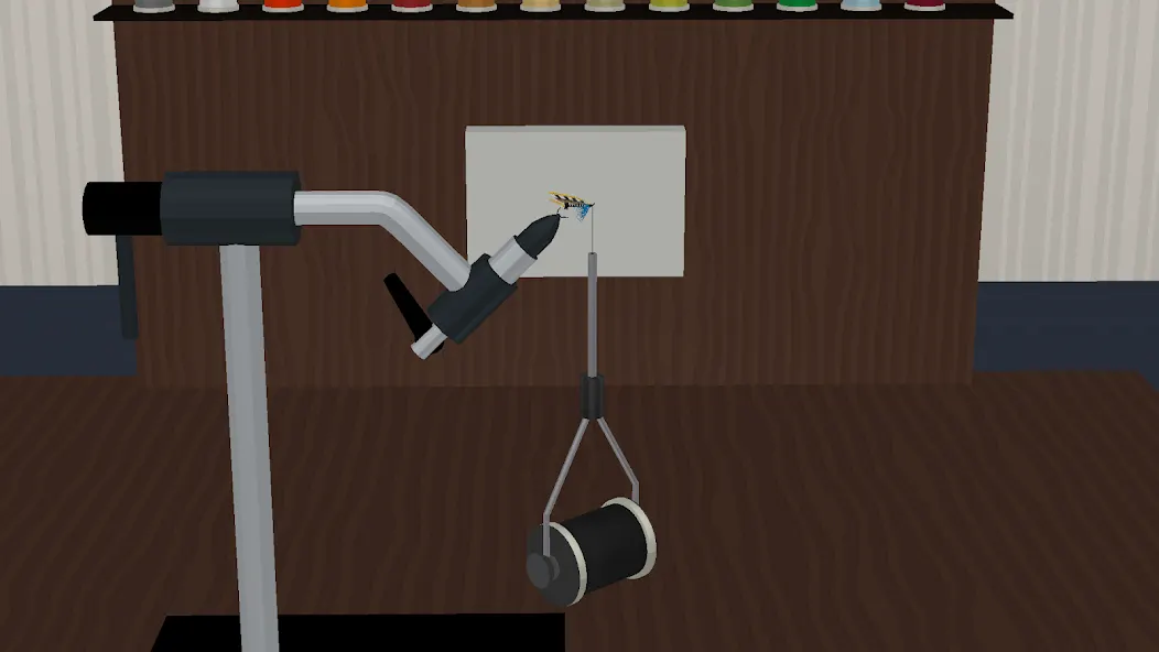 Torno de amarração com uma mosca em construção em Fly Tying Simulator